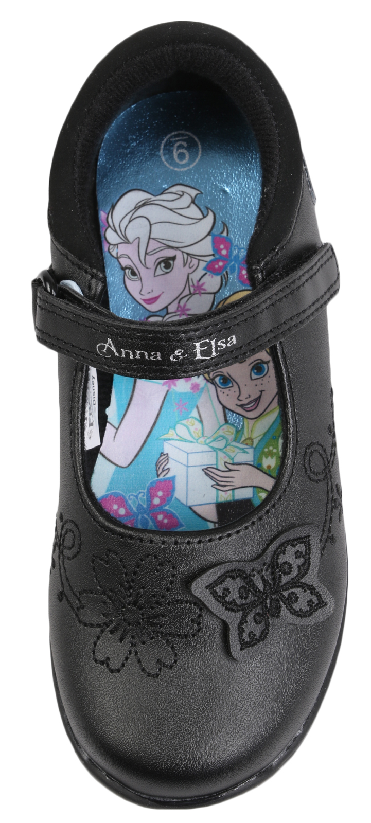 Kids Girls Black Disney Frozen School Shoes Faux Leather T Bar Mary
